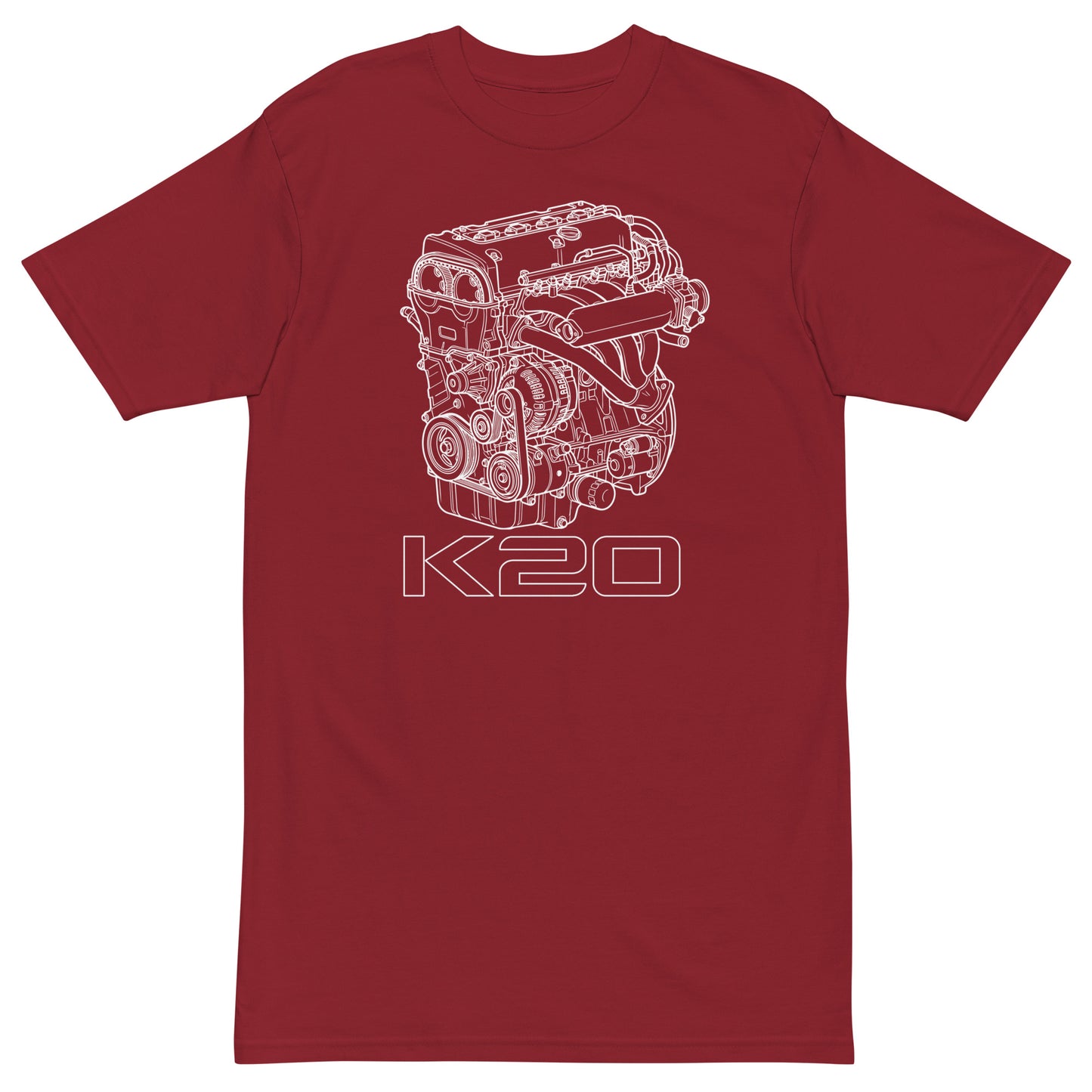K20 Blueprint Tee — High-Rev Inline-Four — Marque automotive apparel