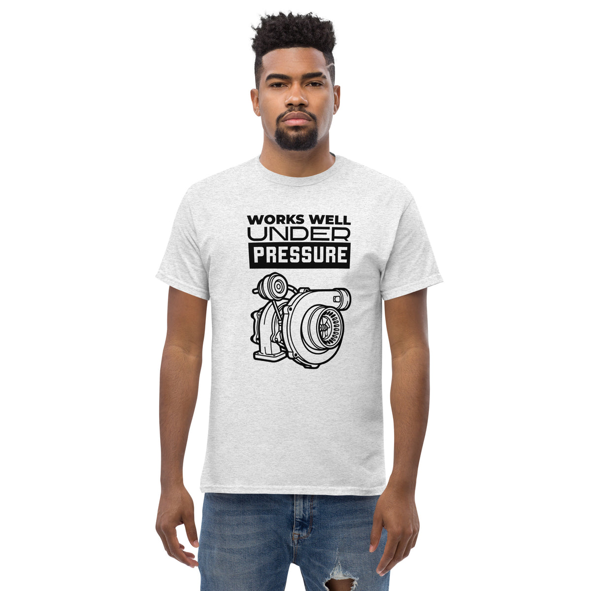 Works Well Under Pressure Turbo Tee — Marque automotive apparel
