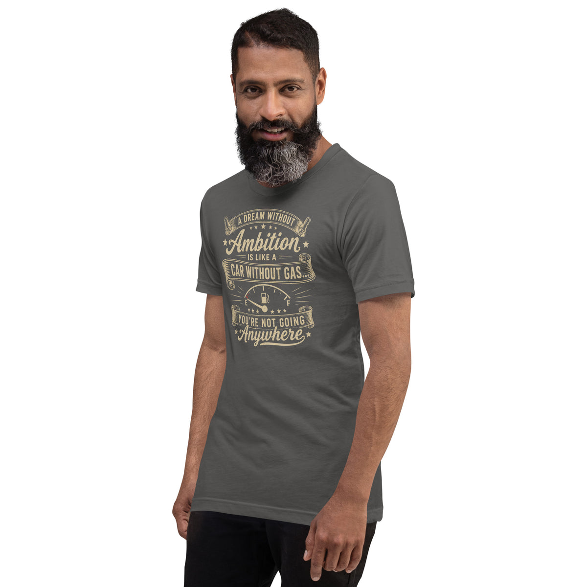 Ambition Tee, Asphalt front view (2) — Marque automotive apparel