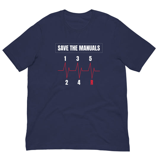 Save the Manuals heartbeat manual gearbox graphic t-shirt — Marque