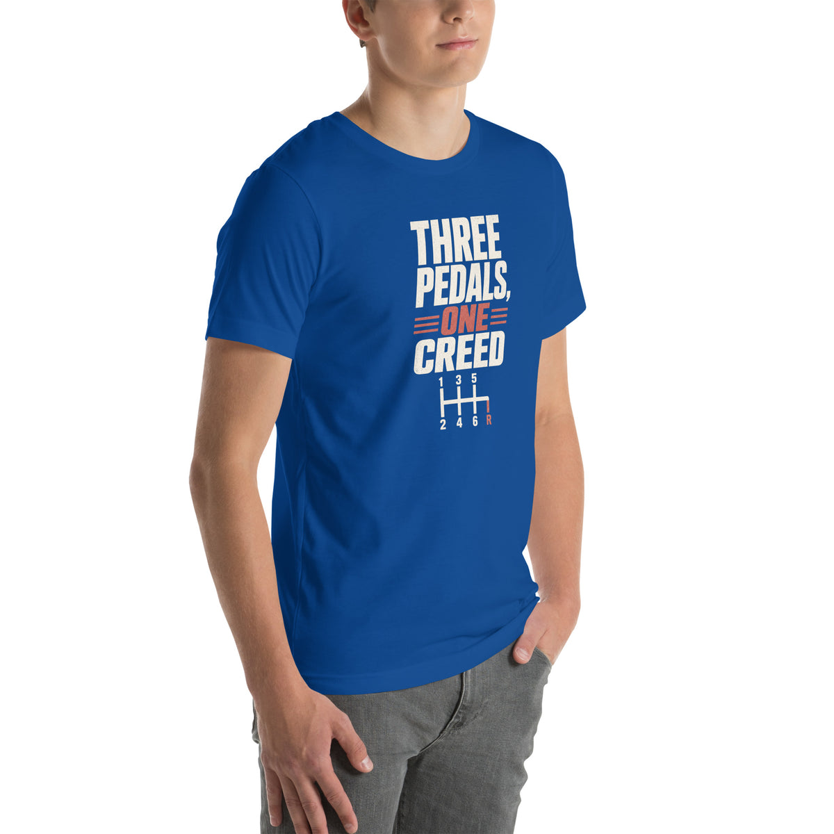 Three Pedals, One Creed Tee — Save the Manuals — Marque automotive apparel