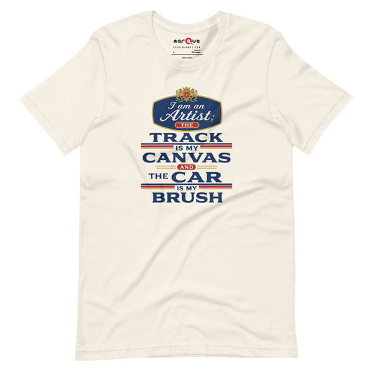 The Track Is My Canvas Tee, Vintage White front view — Marque automotive apparel