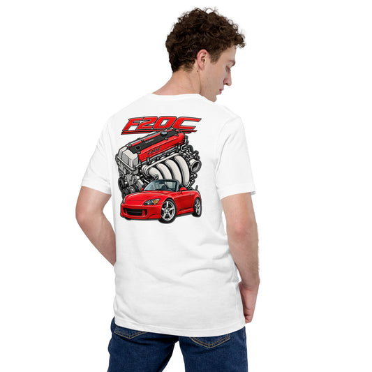 F20C Redline Royalty Tee, White back view (2) — Marque automotive apparel