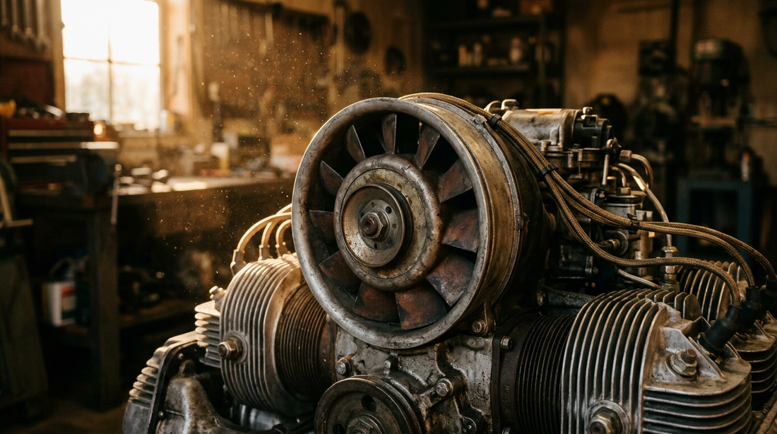 Air-cooled flat-six engine close-up — Marque Journal