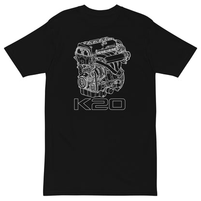 K20 Blueprint Tee — High-Rev Inline-Four — Marque automotive apparel