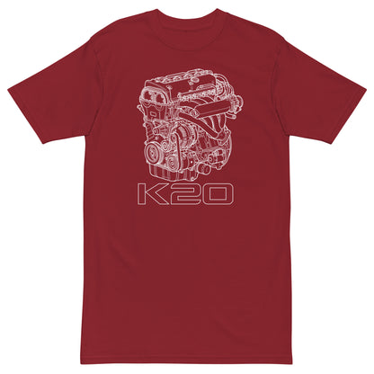 K20 Blueprint Tee — High-Rev Inline-Four — Marque automotive apparel