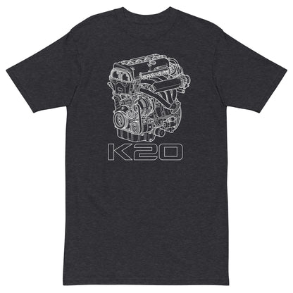 K20 Blueprint Tee — High-Rev Inline-Four — Marque automotive apparel