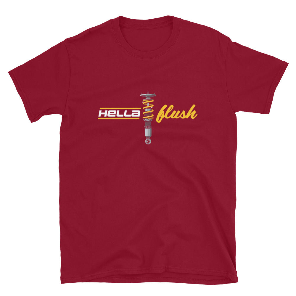 Hella Flush Tee — Static Stance graphic t-shirt, Red front view (5) — Marque automotive apparel