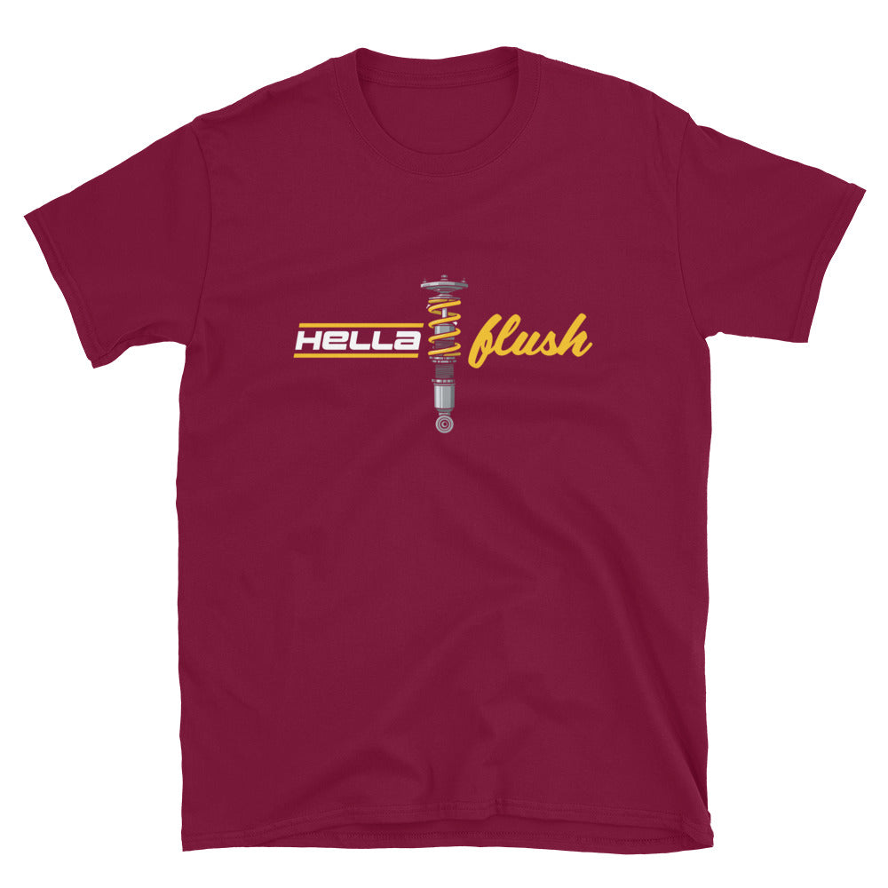 Hella Flush Tee — Static Stance graphic t-shirt, Red front view (4) — Marque automotive apparel