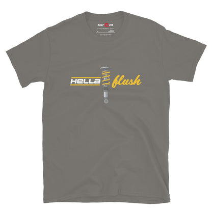 Hella Flush Tee — Static Stance graphic t-shirt, Charcoal front view — Marque automotive apparel