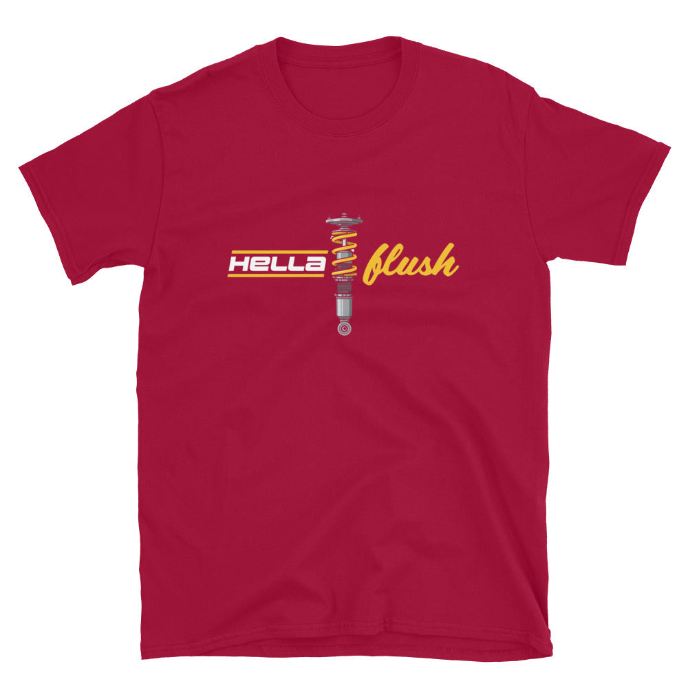 Hella Flush Tee — Static Stance graphic t-shirt, Red front view (3) — Marque automotive apparel