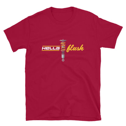 Hella Flush Tee — Static Stance graphic t-shirt, Red front view (3) — Marque automotive apparel