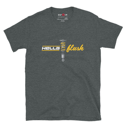 Hella Flush Tee — Static Stance graphic t-shirt, Dark Heather front view — Marque automotive apparel