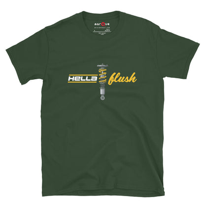 Hella Flush Tee — Static Stance graphic t-shirt, Forest Green front view — Marque automotive apparel