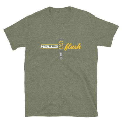Hella Flush Tee — Static Stance graphic t-shirt, Military Green front view — Marque automotive apparel