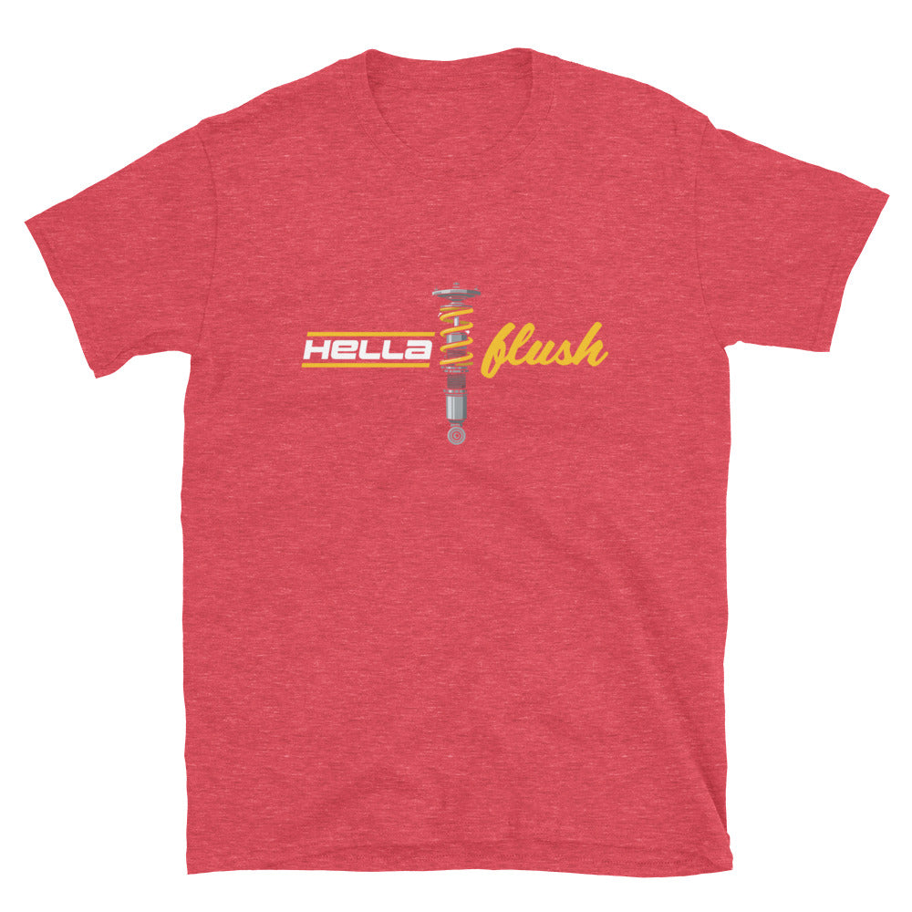Hella Flush Tee — Static Stance graphic t-shirt, Red front view — Marque automotive apparel