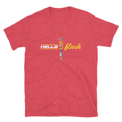 Hella Flush Tee — Static Stance graphic t-shirt, Red front view — Marque automotive apparel