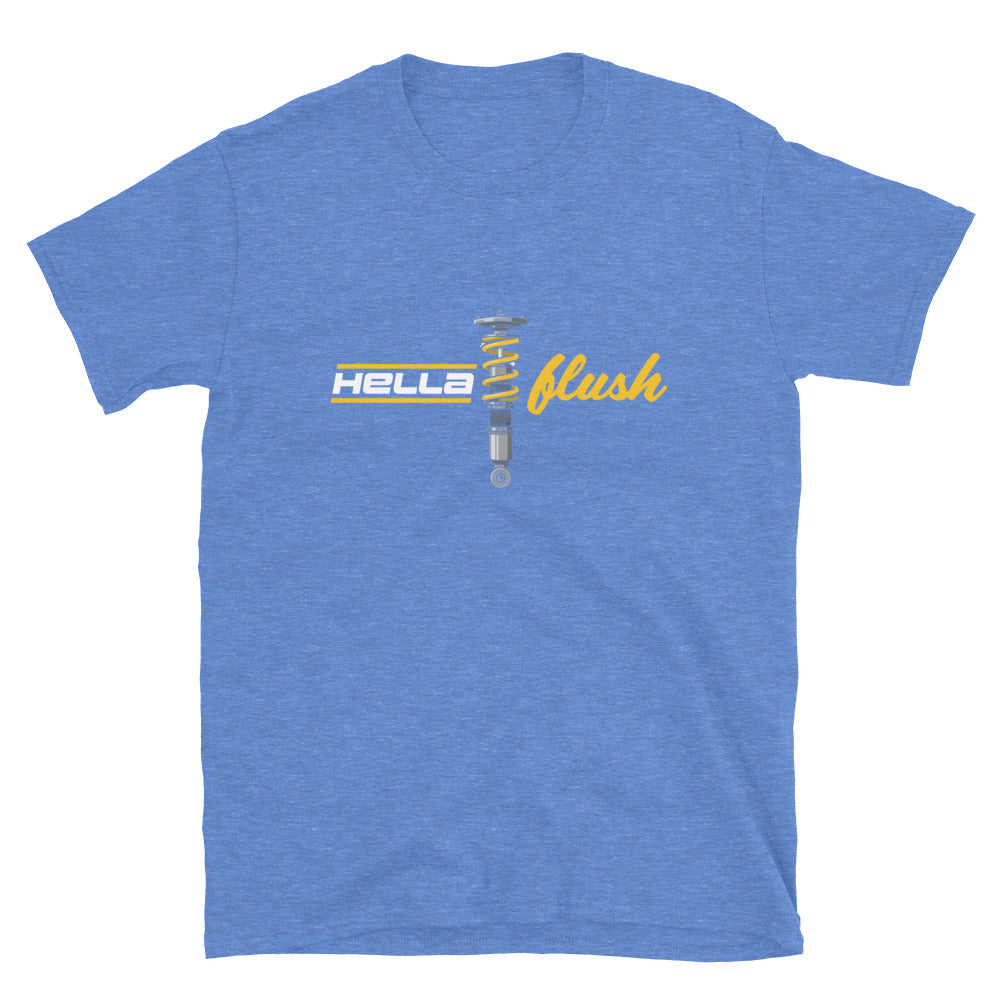 Hella Flush Tee — Static Stance graphic t-shirt, Royal front view (2) — Marque automotive apparel