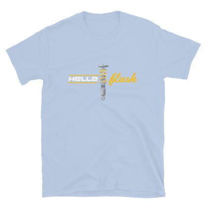 Hella Flush Tee — Static Stance graphic t-shirt, Light Blue front view — Marque automotive apparel