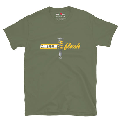 Hella Flush Tee — Static Stance graphic t-shirt, Military Green front view (2) — Marque automotive apparel