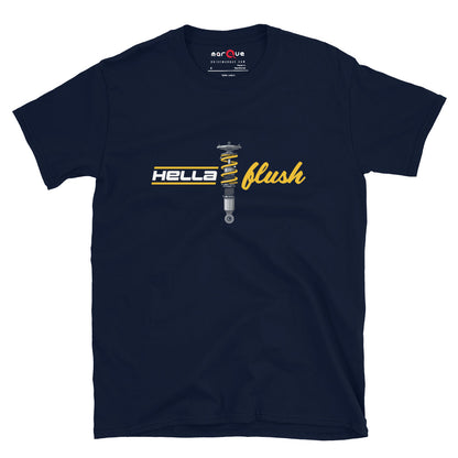Hella Flush Tee — Static Stance graphic t-shirt, Navy front view — Marque automotive apparel