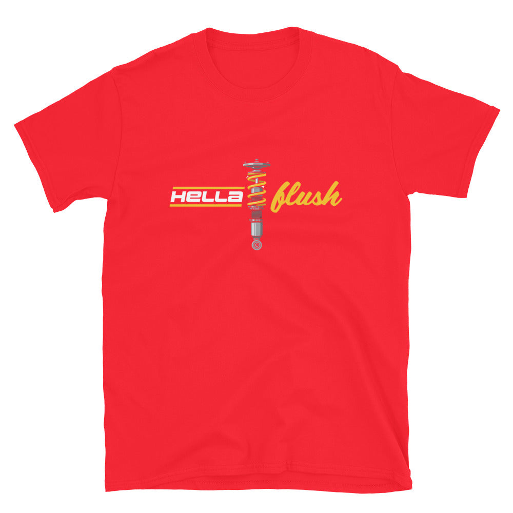 Hella Flush Tee — Static Stance graphic t-shirt, Red front view (2) — Marque automotive apparel