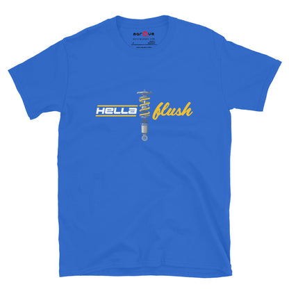 Hella Flush Tee — Static Stance graphic t-shirt, Royal front view — Marque automotive apparel