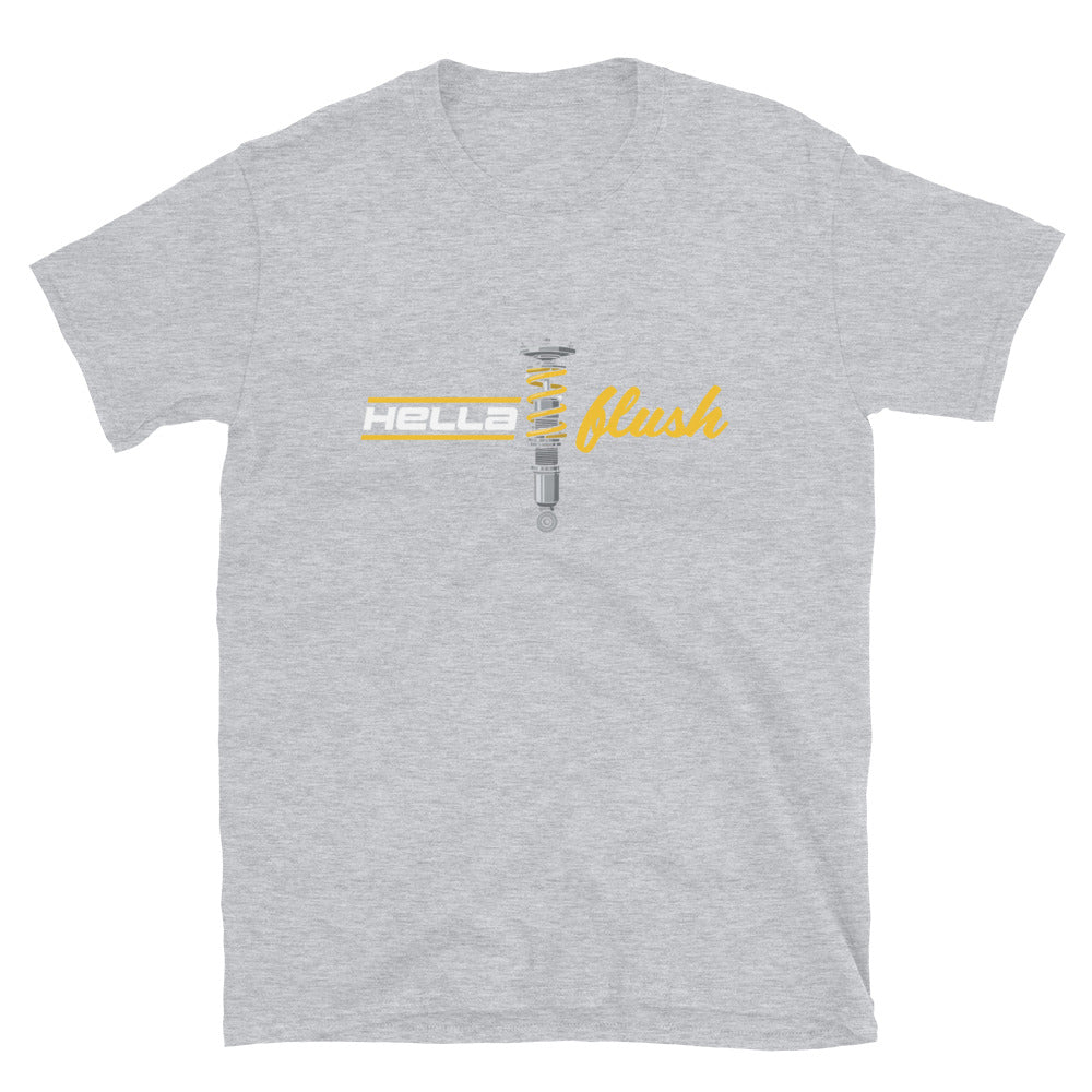 Hella Flush Tee — Static Stance graphic t-shirt, front view — Marque automotive apparel