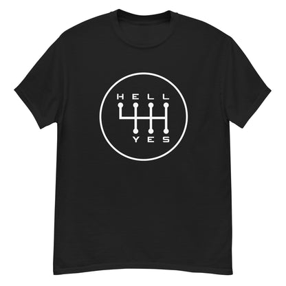 Hell Yes manual gearbox gated shift-pattern graphic t-shirt — Marque