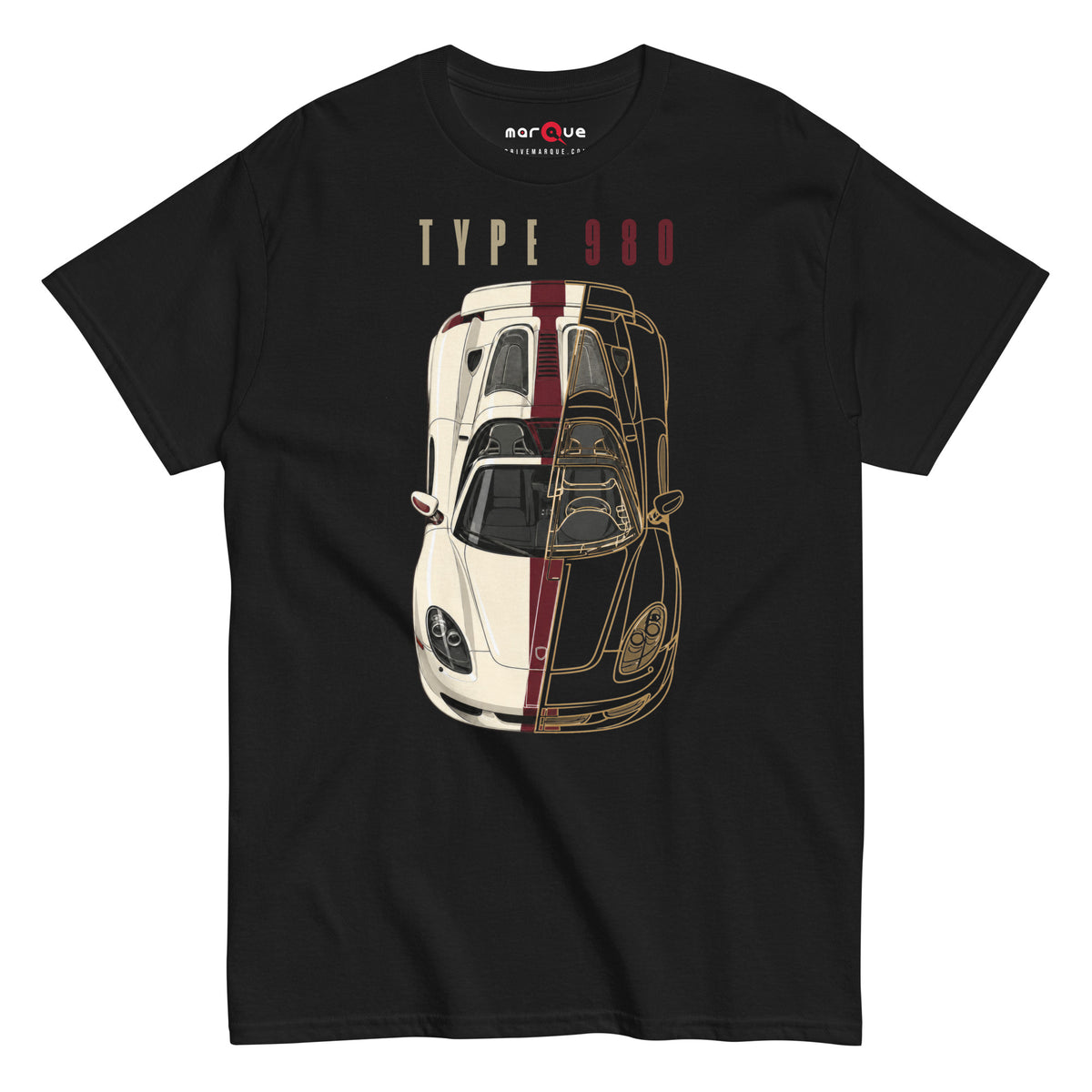 Type 980 tee, Black front view (2) — Marque automotive apparel