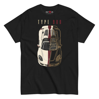 Type 980 tee, Black front view (2) — Marque automotive apparel