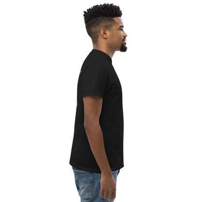 Black Feel the Fear tee from the right, back print just visible at the shoulder