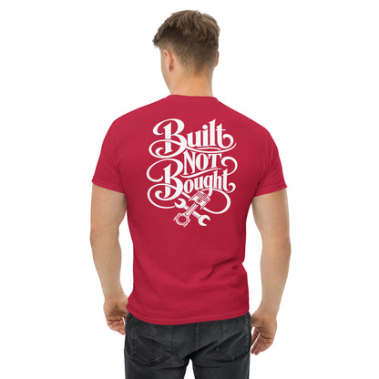Built Not Bought Tee, Cardinal — back print detail
