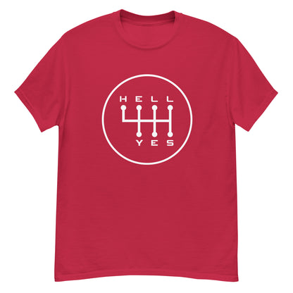 Hell Yes manual gearbox gated shift-pattern graphic t-shirt — Marque