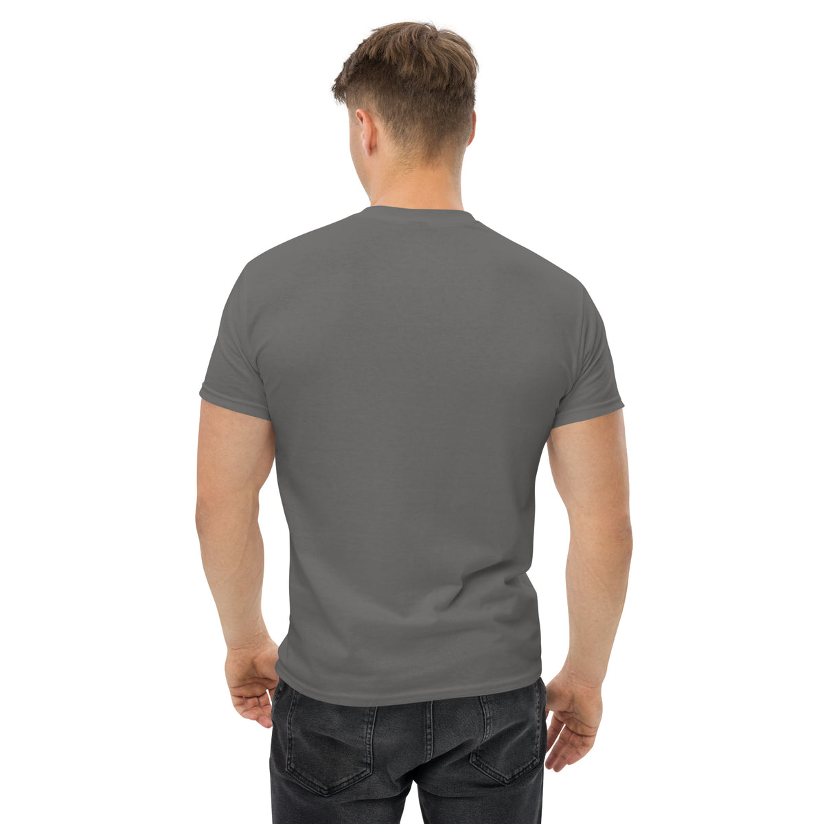 Torque Wins Races Tee, Charcoal back view — plain back, Marque automotive apparel