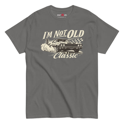 I'm Not Old, I'm a Classic tee, Charcoal front view — Marque automotive apparel