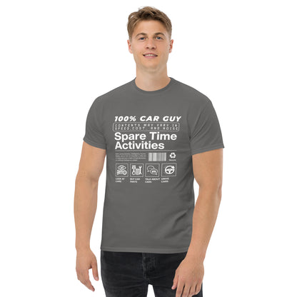 100% Car Guy t-shirt in Charcoal, worn — Marque automotive apparel