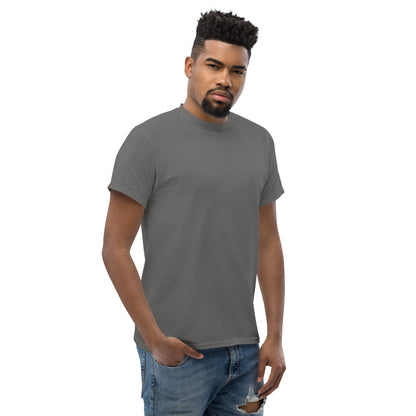 American Muscle Tee, Charcoal — worn right front three-quarter view, plain front, Marque automotive apparel