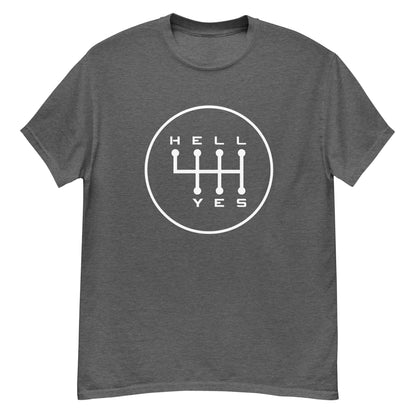 Hell Yes manual gearbox gated shift-pattern graphic t-shirt — Marque