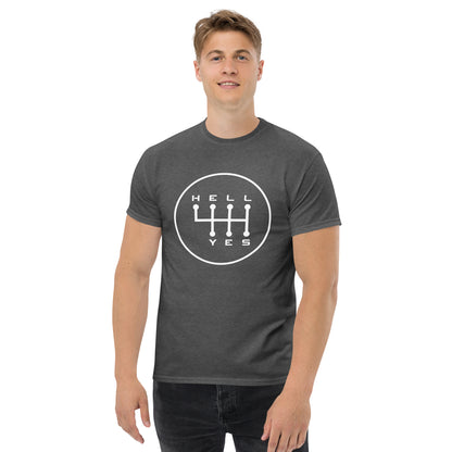 Hell Yes manual gearbox gated shift-pattern graphic t-shirt — Marque