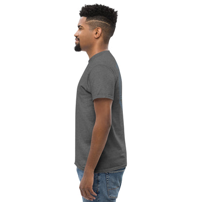 Dark Heather Feel the Fear tee from the left side