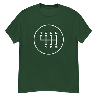 Hell Yes manual gearbox gated shift-pattern graphic t-shirt — Marque