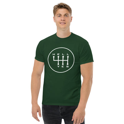 Hell Yes manual gearbox gated shift-pattern graphic t-shirt — Marque