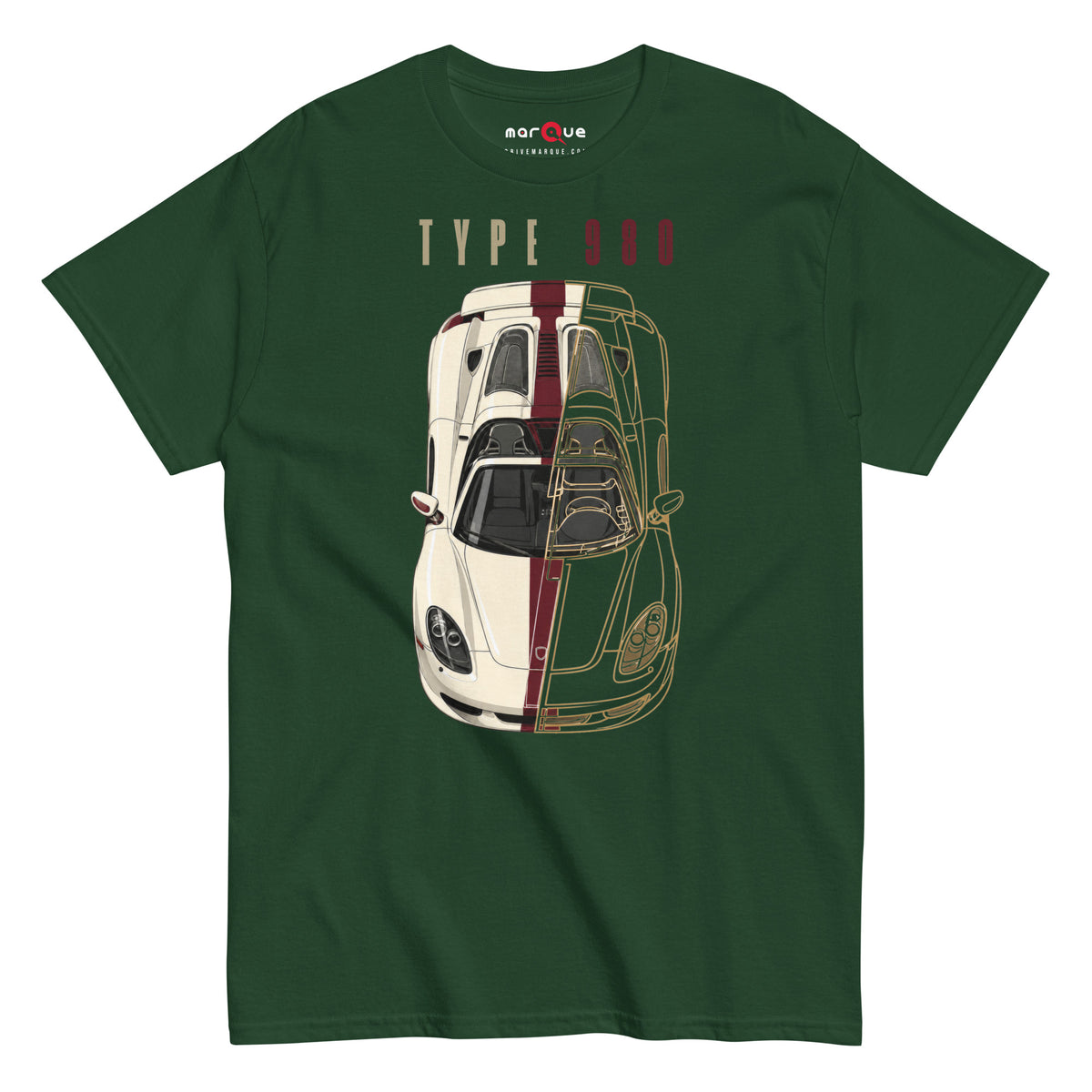 Type 980 tee, Forest Green front view (2) — Marque automotive apparel