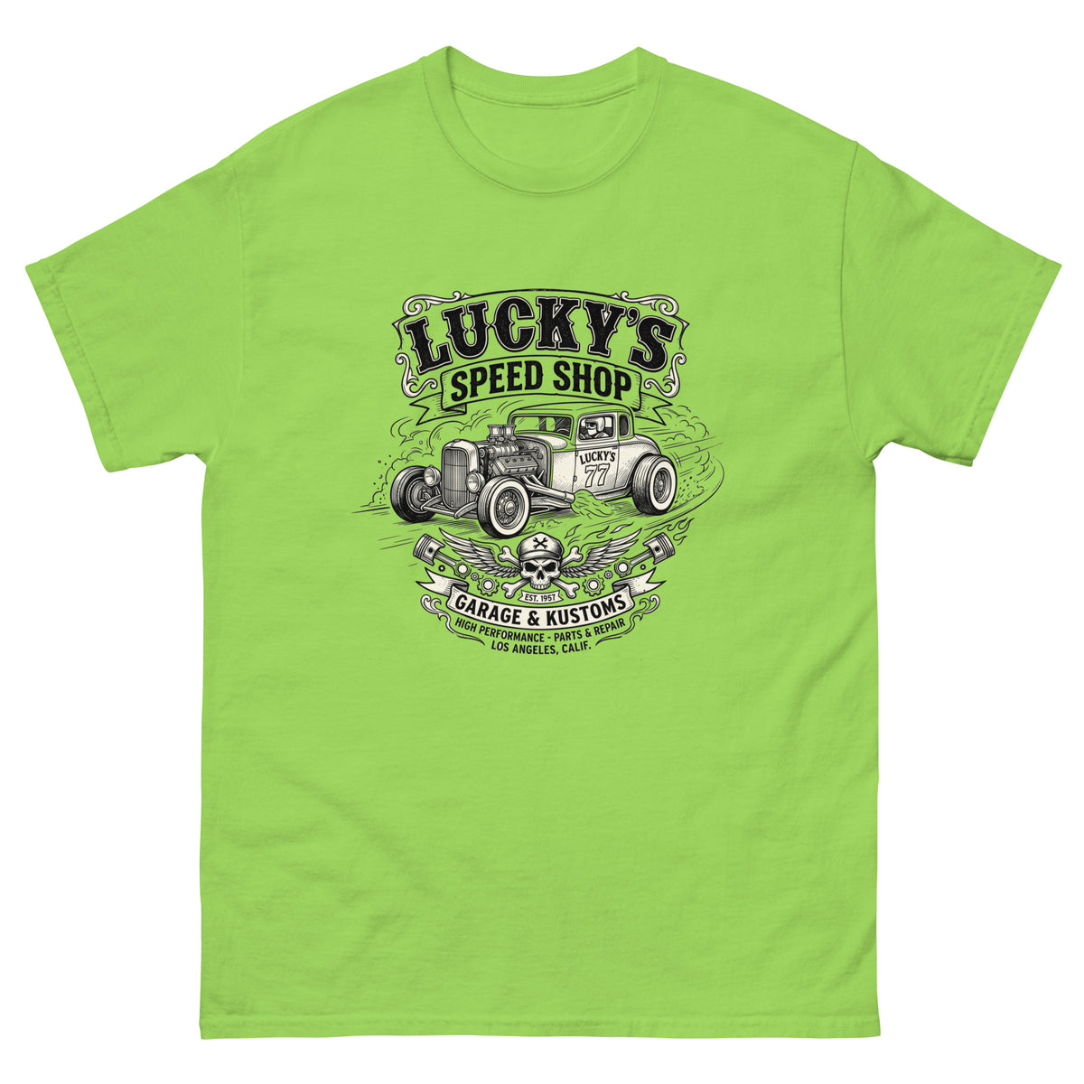 Lucky's Speed Shop Tee — Kustom Kulture — Marque automotive apparel