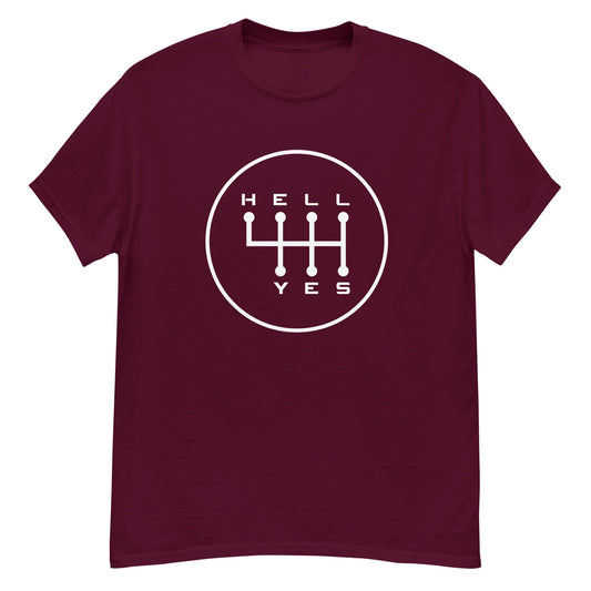 Hell Yes manual gearbox gated shift-pattern graphic t-shirt — Marque