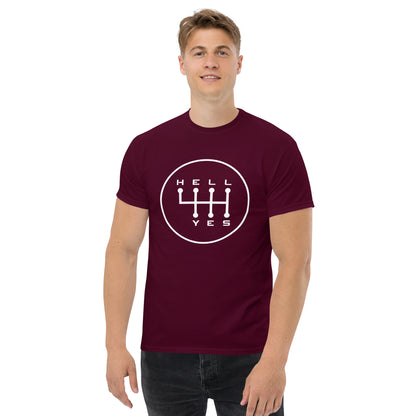 Hell Yes manual gearbox gated shift-pattern graphic t-shirt — Marque