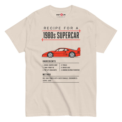 Recipe for a 1980s Supercar tee, Natural front view — Marque automotive apparel