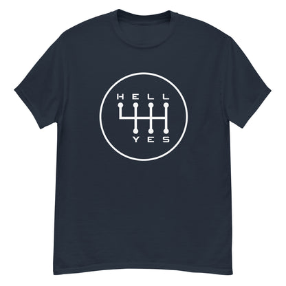 Hell Yes manual gearbox gated shift-pattern graphic t-shirt — Marque
