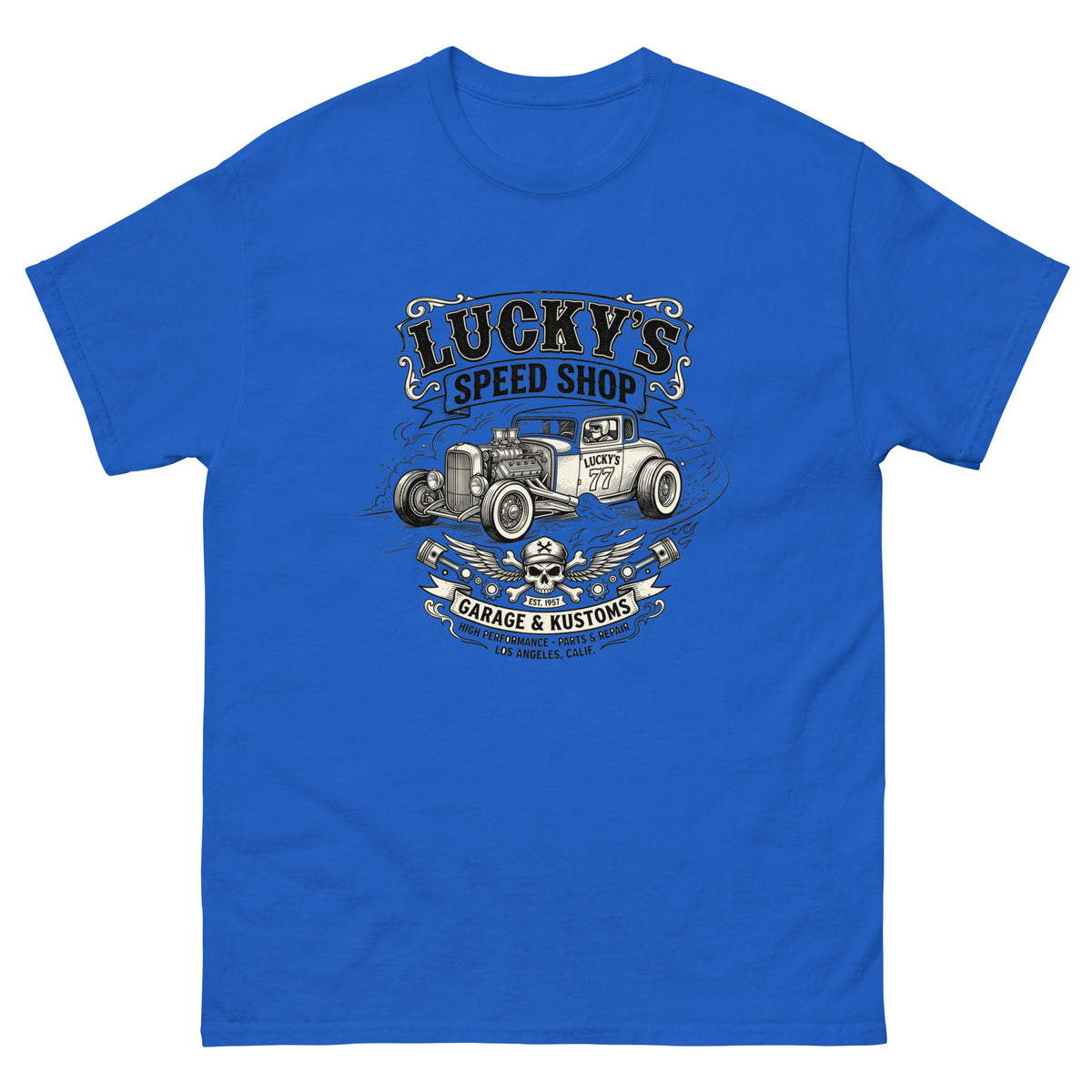 Lucky's Speed Shop Tee — Kustom Kulture — Marque automotive apparel